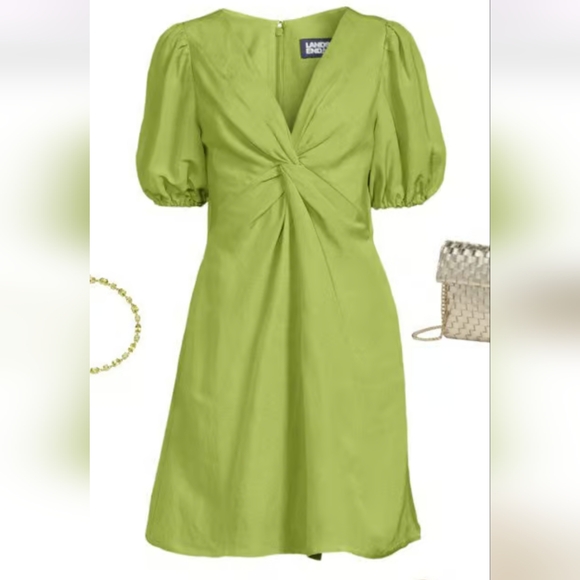 Lands' End Dresses & Skirts - Lands End  Green Puff Sleeve Dress